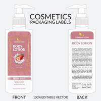 shampoo etichetta disegno, condizionatore etichetta disegno, corpo lozione etichetta disegno, pelle cura confezione, capelli cura confezione disegno, cosmetico confezione collezione illustrazione vettore