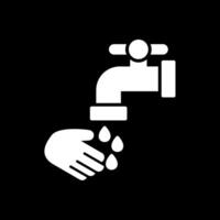 lavaggio mani glifo rovesciato icona design vettore