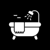vasca da bagno glifo rovesciato icona design vettore