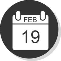febbraio glifo ombra cerchio icona design vettore