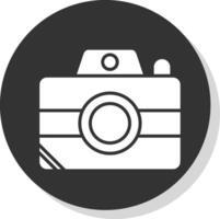 telecamera glifo ombra cerchio icona design vettore