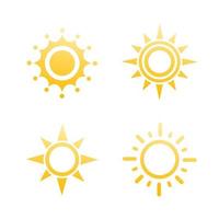 elementi del logo del sole su bianco vettore