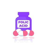 acido folico, icona vitamina b9 su bianco vettore