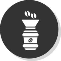 caffè filtro glifo ombra cerchio icona design vettore