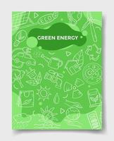 concetto di energia verde con stile doodle per modello di banner, volantini, libri e copertine di riviste vettore