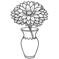 crisantemo fiore su il vaso schema illustrazione colorazione libro pagina disegno, crisantemo fiore su il vaso nero e bianca linea arte disegno colorazione libro pagine per bambini e adulti vettore