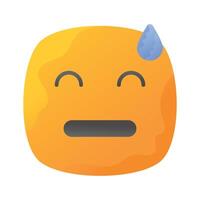 imbarazzato, colpevole, preoccupato emoji disegno, isolato su bianca sfondo vettore
