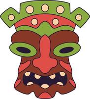 etnico tiki maschera elemento. tribale Hawaii totem africano tradizionale di legno simbolo. vettore