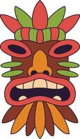 etnico tiki maschera elemento. tribale Hawaii totem africano tradizionale di legno simbolo. vettore