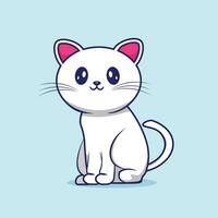 illustrazione dell'icona di vettore del fumetto del gatto bianco seduto