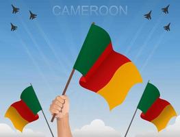camerun che vola sotto il cielo azzurro vettore