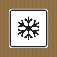 Segnale di pericolo del triangolo con il simbolo del fiocco di neve isolato su fondo bianco, illustrazione eps.10 di vettore
