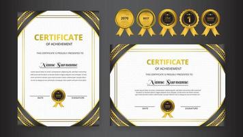 certificato di lusso nero dorato sfumato con stile elegante