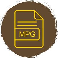 mpg file formato linea cerchio etichetta icona vettore