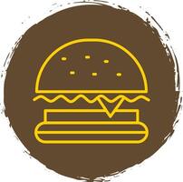 hamburger veloce cibo linea cerchio etichetta icona vettore
