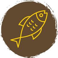 pesce linea cerchio etichetta icona vettore