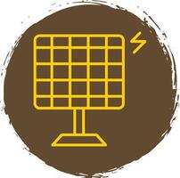solare energia linea cerchio etichetta icona vettore