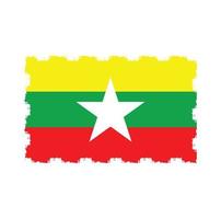 bandiera del myanmar con pennello dipinto ad acquerello vettore