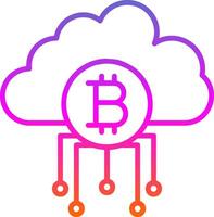 nube bitcoin linea cerchio etichetta icona vettore