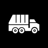 spazzatura camion glifo rovesciato icona design vettore