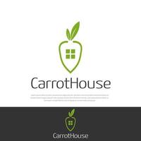 logo moderno dell'illustrazione di vettore della casa della carota della foglia verde. design del logo, icona, simbolo, modello, logo aziendale del ristorante