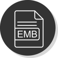 emb file formato linea ombra cerchio icona design vettore
