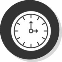 orologio glifo ombra cerchio icona design vettore