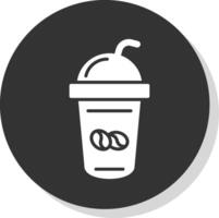 caffè shake glifo ombra cerchio icona design vettore