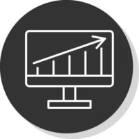 traffico analitico linea ombra cerchio icona design vettore