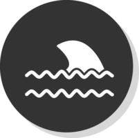 oceano onde glifo ombra cerchio icona design vettore