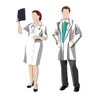 uomo e donna medico, infermiere o ordinato su uno sfondo bianco, trattamento di malattie e virus - vettore