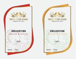 etichette di vini rossi e bianchi di alta qualità vettore