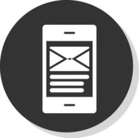 e-mail glifo ombra cerchio icona design vettore