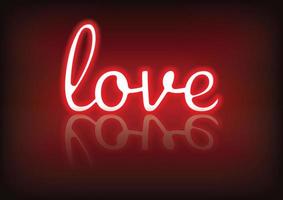 vettore di sfondo del cuore al neon del testo di amore di san valentino