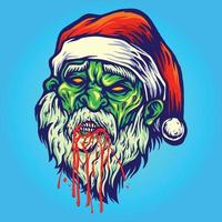 illustrazioni di sangue di zombie testa di babbo natale vettore