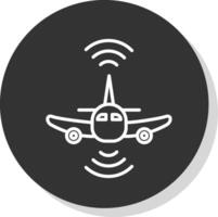 aereo linea ombra cerchio icona design vettore