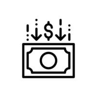 icona di stile della linea di riduzione dei costi isolata su sfondo bianco vettore