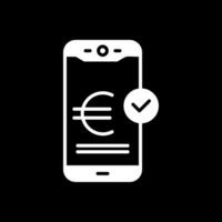 Euro pagare glifo rovesciato icona design vettore
