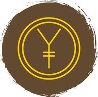 yen linea cerchio etichetta icona vettore