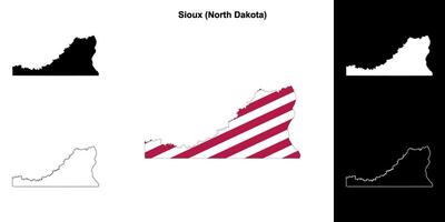 sioux contea, nord dakota schema carta geografica impostato vettore
