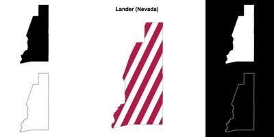 lander contea, Nevada schema carta geografica impostato vettore