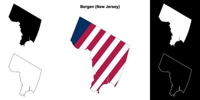 Bergen contea, nuovo maglia schema carta geografica impostato vettore