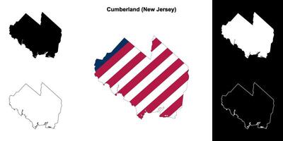 Cumberland contea, nuovo maglia schema carta geografica impostato vettore