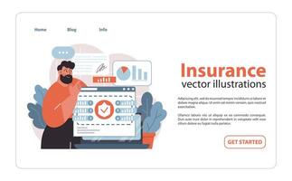 assicurazione panoramica concetto. analizzando dati e politica particolari. vettore