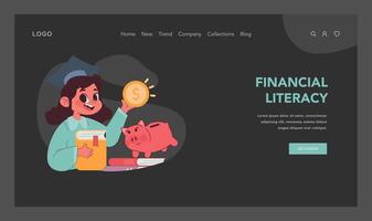 bambino finanziario alfabetizzazione concetto. piatto illustrazione. vettore