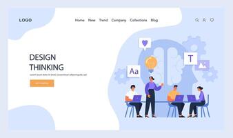 design pensiero processi illustrazione. squadra collabora su creativo soluzioni, vettore