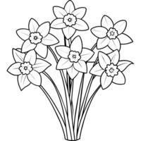 narciso fiore mazzo schema illustrazione colorazione libro pagina disegno, narciso fiore mazzo nero e bianca linea arte disegno colorazione libro pagine per bambini e adulti vettore