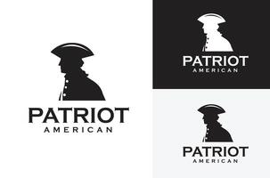 classico americano patriota silhouette di fronte. unito stati rivoluzionario guerra esercito soldato Vintage ▾ illustrazione design su nero bianca sfondo vettore