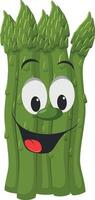 verdure personaggi collezione. illustrazione di un' divertente e sorridente asparago nel cartone animato stile. vettore