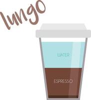 illustrazione di un' Lungo caffè tazza icona con suo preparazione e proporzioni. vettore